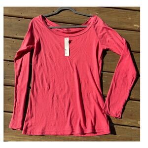 LA Made Ballet Neck Long Sleeve Tee Shirt Size L Salmon Pink